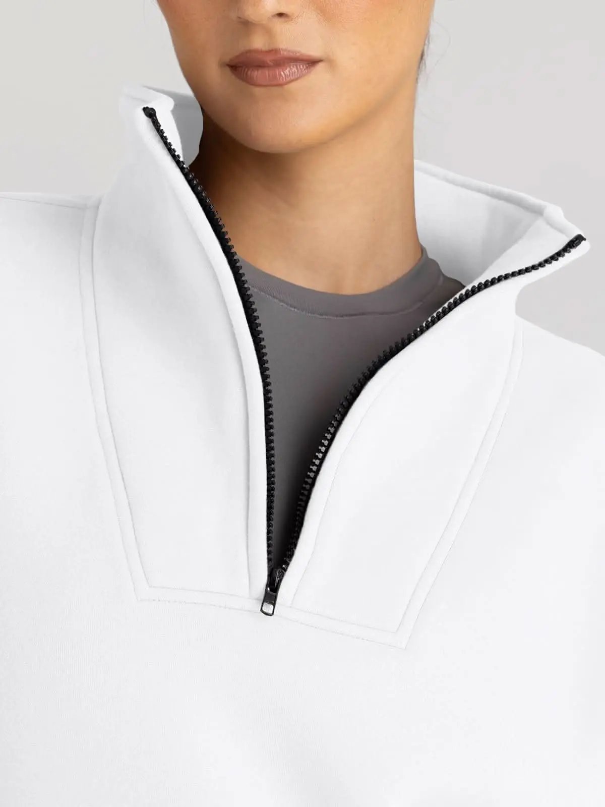 Trendy Queen Sweatshirts Half Zip Pullover Quarter Zip Oversized Hoodies Sweaters Comfy Fall Outfits 2024 Y2K Winter Clothes - Love Salve